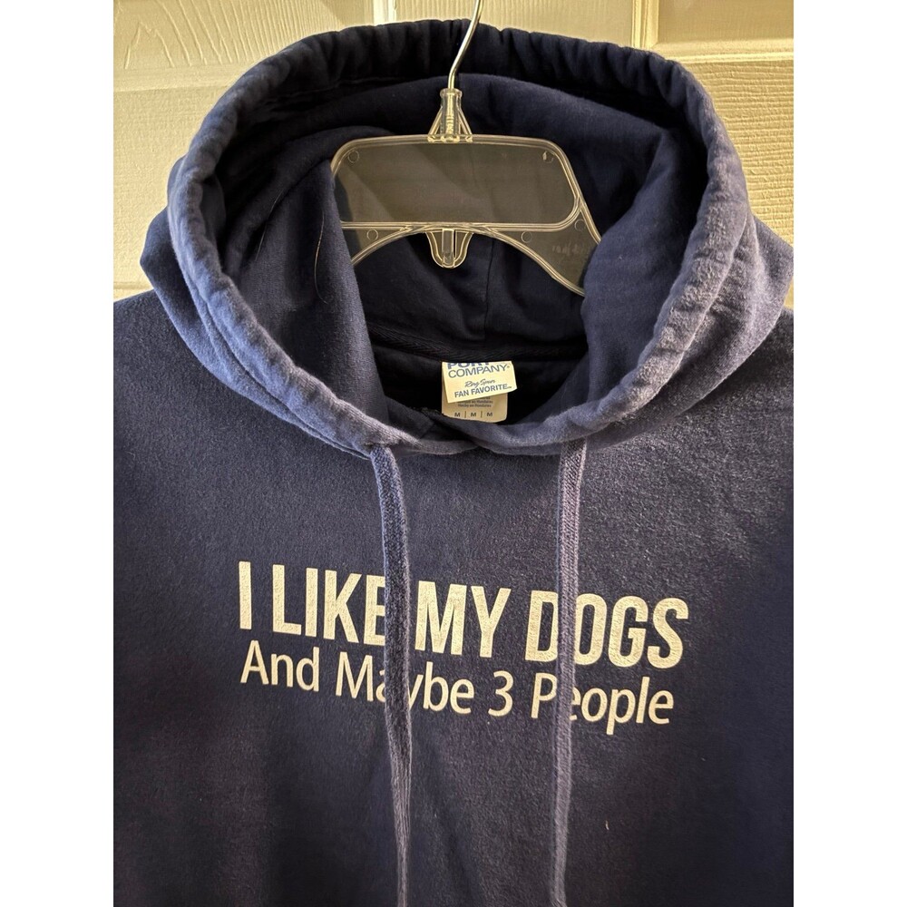 Port Company Heavy Blue Hoodie cotton polyester EUC  Dogs M